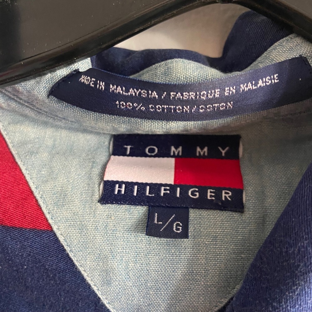 Tommy Hilfiger Mens Large Multi Color Vertical Stripe Button Down Shirt Vintage - Picture 6 of 7